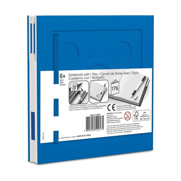 Plava četvrtasta bilježnica s gel kemijskom olovkom LEGO®, 15,9 x 15,9 cm-image-2