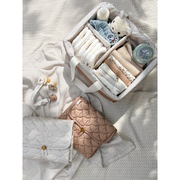 Svjetlo smeđa tekstilna dječja kutija za pohranu 24x34x17 cm Classic Stripes Camel – Cam Cam Copenhagen-image-1