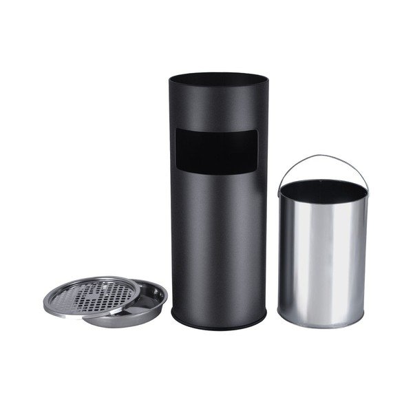 Crni metalni koš za smeće s pepeljarom Songmics-image-2