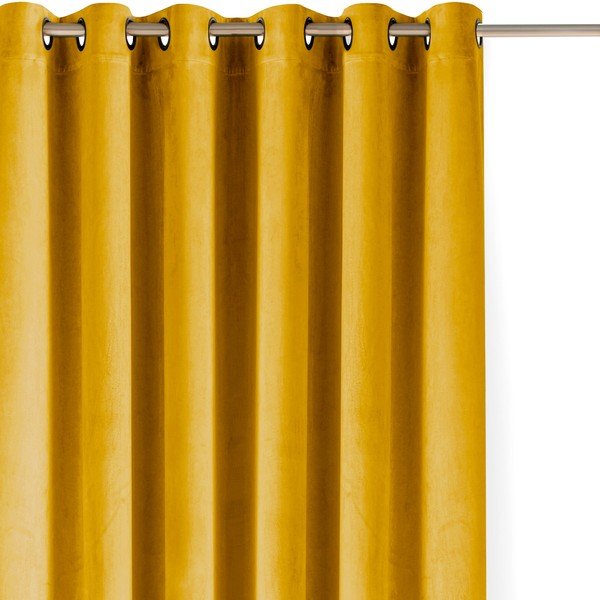 Senf žuta zavjesa za djelomično zamračenje od samta 530x225 cm Velto – Filumi