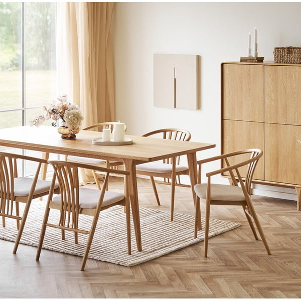 Blagovaonska stolica s naslonima za ruke od punog hrasta u prirodnoj boji Agustin – House Nordic-image-2