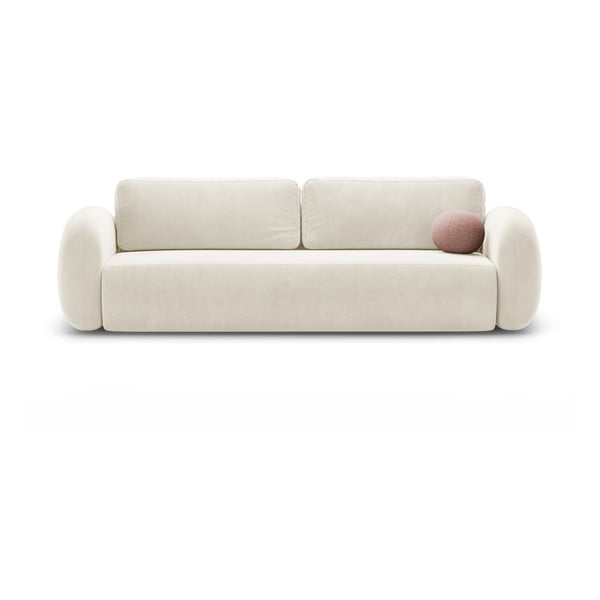 Krem baršunasti sklopiva/s prostorom za odlaganje sofa 262 cm Tonale – Cosmopolitan Design