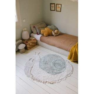 Mentol zeleni/svijetlo sivi periv/ručno rađen pamučan dječji tepih 100x120 cm Snail – Lorena Canals