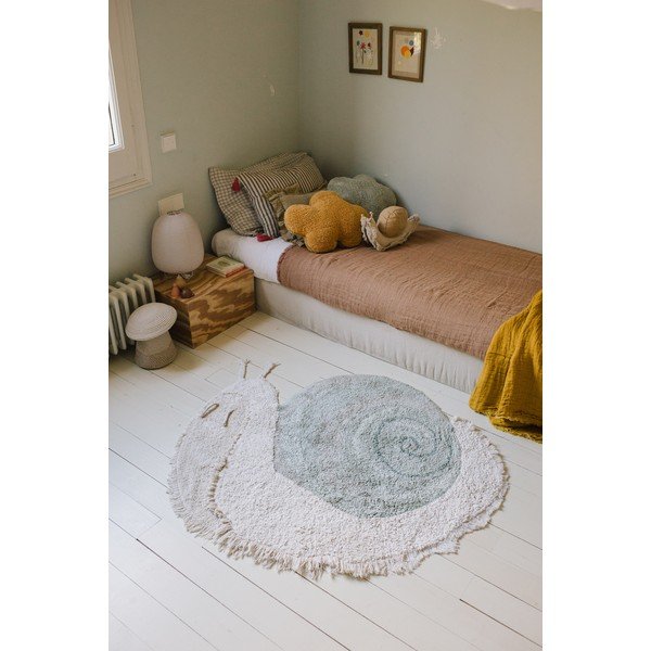 Mentol zeleni/svijetlo sivi periv/ručno rađen pamučan dječji tepih 100x120 cm Snail – Lorena Canals-image-1
