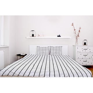 Posteljina od pamučnog satena Butter Kings Simple Checkers, 200 x 200 cm