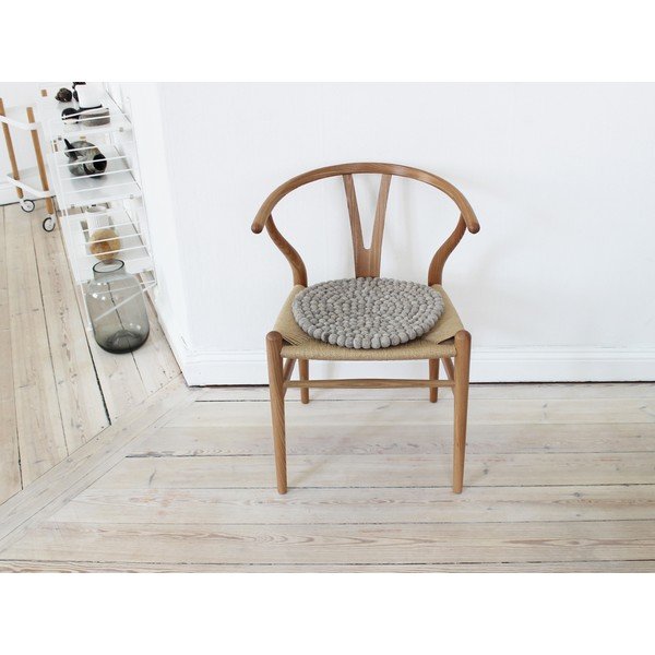 Sjedalo od vunenih pompona u boji pijeska Wooldot Ball Chair Pad, ⌀ 39 cm-image-1