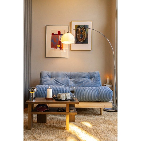 Svijetlo plava sklopiva sofa od samta 140 cm Roots – Karup-image-1