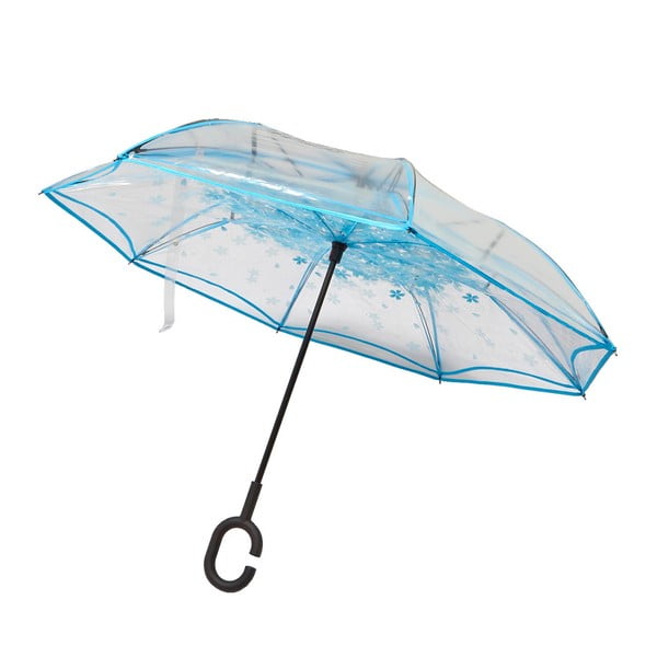 Prozirni kišobran s plavim detaljima Vodeni ljiljan, ⌀ 110 cm
