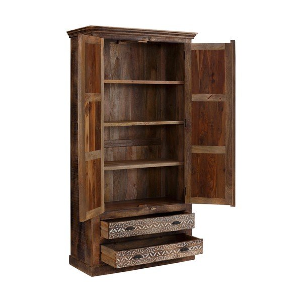 Smeđi ormar od masivnog manga 190x45 cm Maneesh – Støraa-image-2