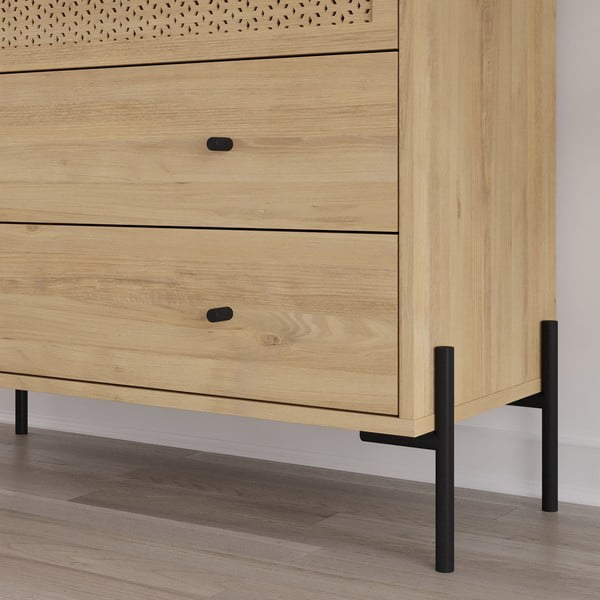 Niska komoda u dekoru hrasta u prirodnoj boji 90x80 cm Mayra – Marckeric-image-4