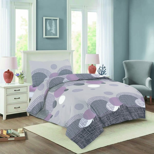 Ljubičasto-siva pamučna posteljina za krevet za jednu osobu 140x200 cm Nela – Cotton House