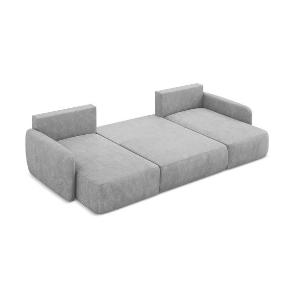 Svijetlo siva sklopiva/s prostorom za pohranu kutna garnitura od šenila (u obliku slova "U") Lilo – Makamii-image-4