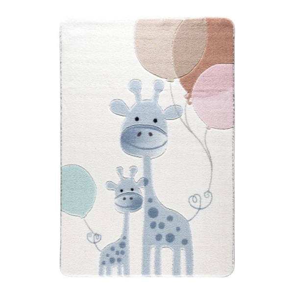 Dječji svijetlo plavi tepih Confetti Happy Giraffe, 133 x 190 cm