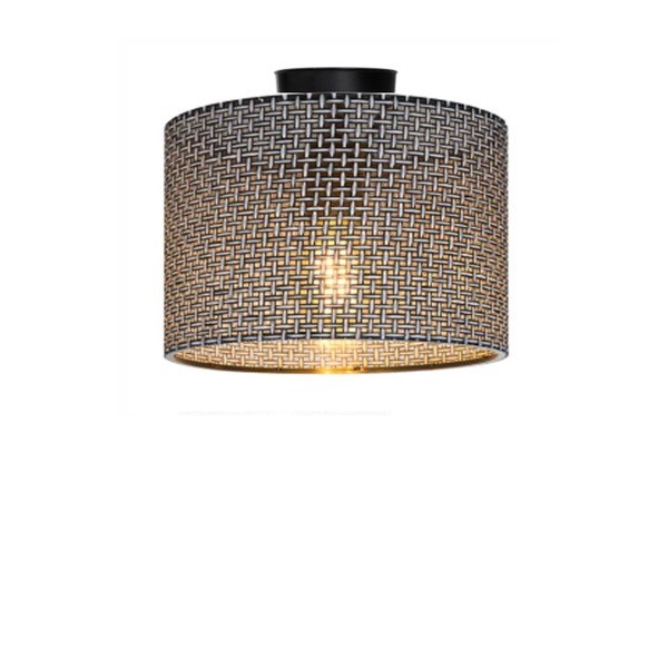 Siva stropna svjetiljka s tekstilnim sjenilom ø 38 cm Goza – Squid Lighting