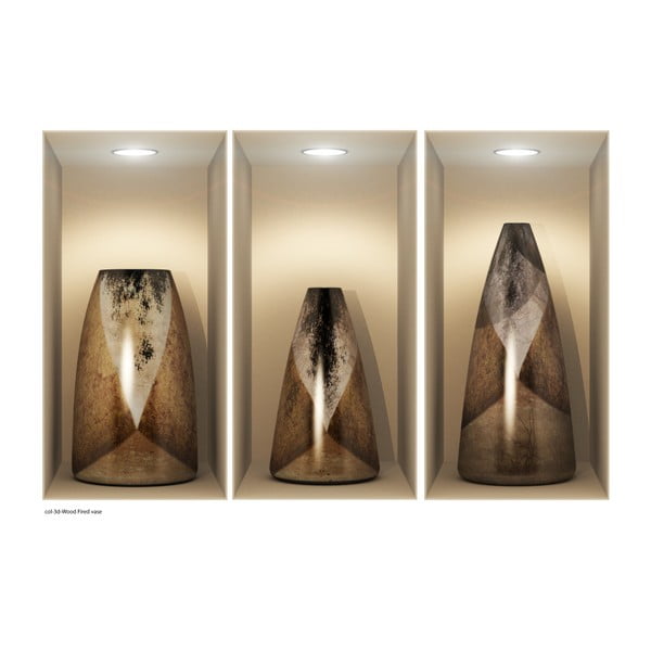 Set od 3 naljepnice s 3D efektom Ambiance Wooden Vases-image-2