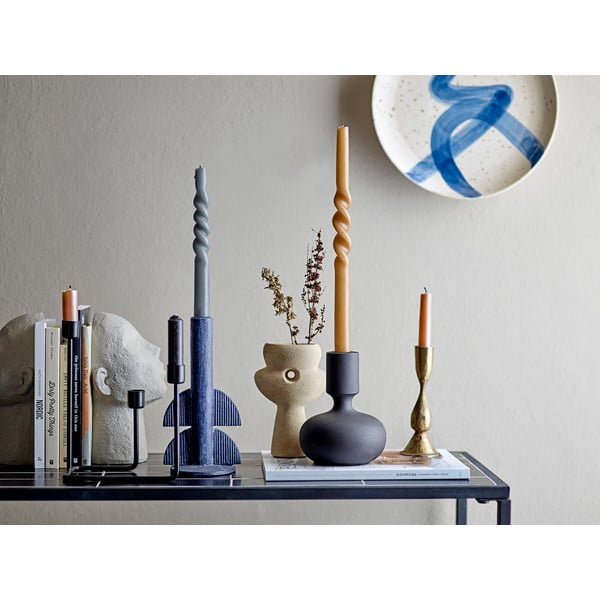 Crni svijećnjak od drveta manga Bloomingville Gravers, visina 16 cm-image-1