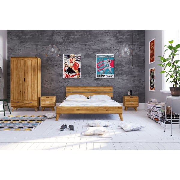 Bračni krevet od hrastovog drveta 160x200 cm Greg 2 - The Beds-image-1