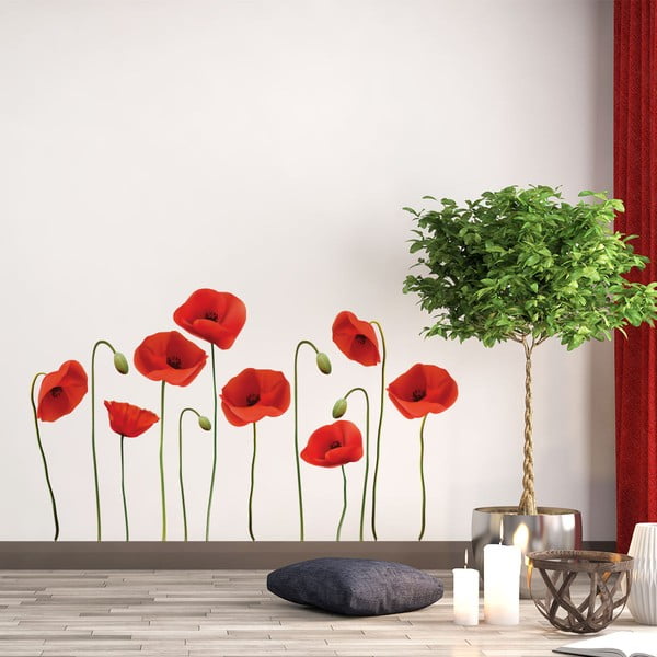 Set zidnih samoljepljivih naljepnica Ambiance Vermeil Poppies, 60 x 70 cm-image-1