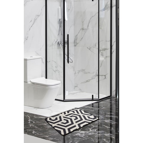 Bijelo-crna kupaonska prostirka 60x40 cm Line - Foutastic-image-1