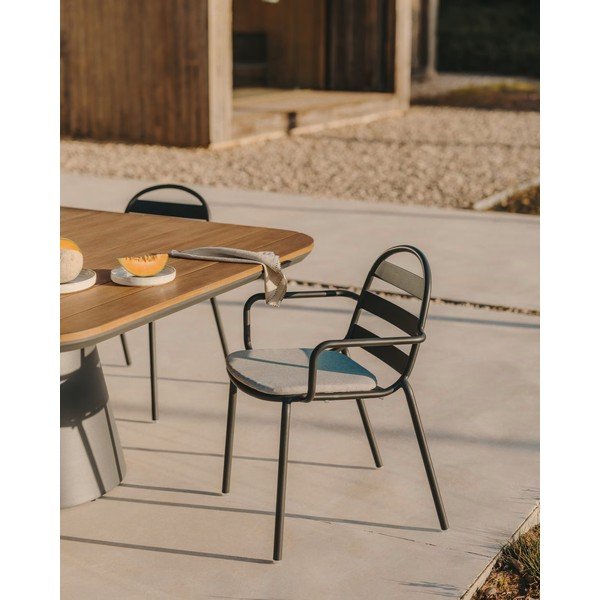 Tamno siva metalna vrtna stolica Joncols – Kave Home-image-3