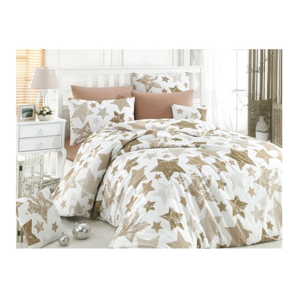 Set pamučne posteljine s posteljinom za bračni krevet Anette, 200 x 220 cm