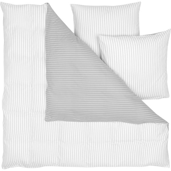 Bijelo-siva flanelna posteljina za bračni krevet Westwing Collection Tallinn, 200 x 200 cm