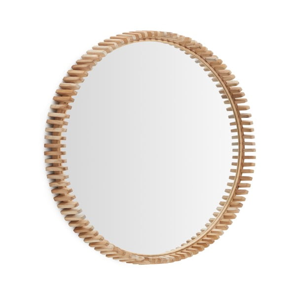 Zidno ogledalo s okvirom od masivnog drveta ø 80 cm Polke – Kave Home