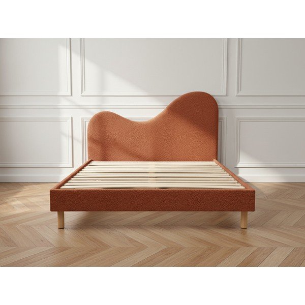 Podstavljeni tapecirani bračni krevet s podnicom 180x200 cm boje terakote Celina – Bobochic Paris-image-3