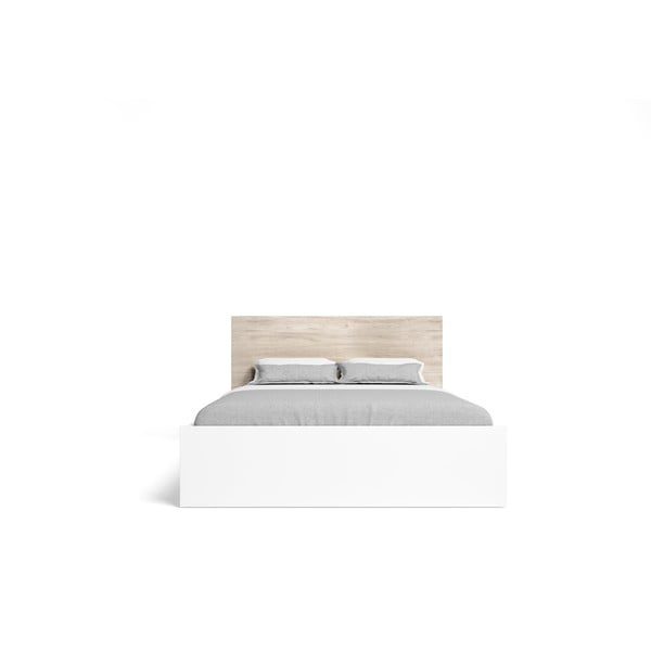 Bijeli/u prirodnoj boji bračni krevet u dekoru hrasta 160x200 cm Sahara – Marckeric-image-2