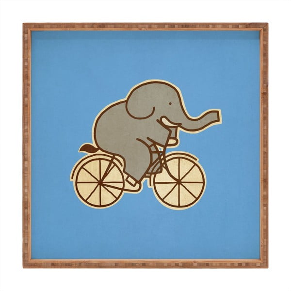 Drveni ukrasni pladanj Biking Elephant, 40 x 40 cm