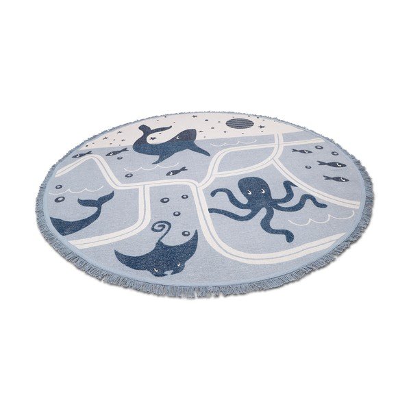 Dječji ručno izrađeni pamučni tepih Nattiot Little Deep Blue, ø 120 cm-image-3