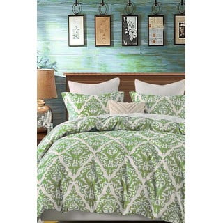 Zelena/siva posteljina za bračni krevet/za produženi krevet od renforce pamuka s uključenom plahtom/4-dijelna 200x220 cm Damask – Mila Home