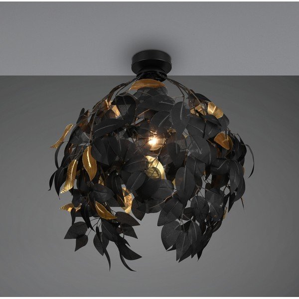 Mat crna metalna stropna svjetiljka s plastičnim sjenilom ø 38 cm Leavy – Reality-image-1