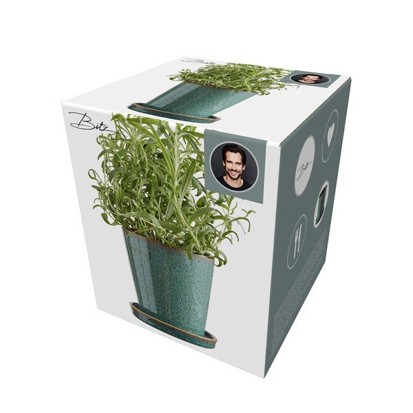 Ukrasna tegla za cvijeće od kamenine ø 10 cm Gastro Green/Black – Bitz-image-4