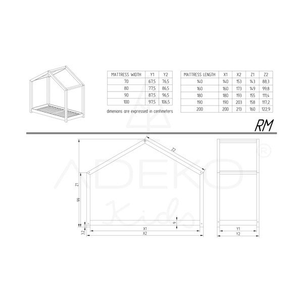 Dječji krevet u obliku kućice/s dodatnim ležajem s prostorom za odlaganje s podnicom 120x200 cm u prirodnoj boji RM – Adeko-image-2