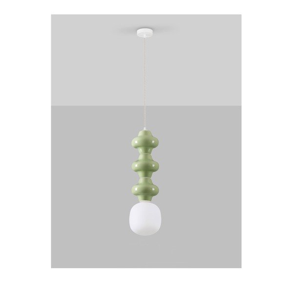 Bijela/svijetlo zelena viseća svjetiljka keramička sa staklenim sjenilom ø 18 cm Clio – Nova Luce-image-3