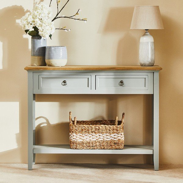 Sivi pomoćni stol od masivne paulovnije 34,5x99 cm Henley – Premier Housewares-image-4