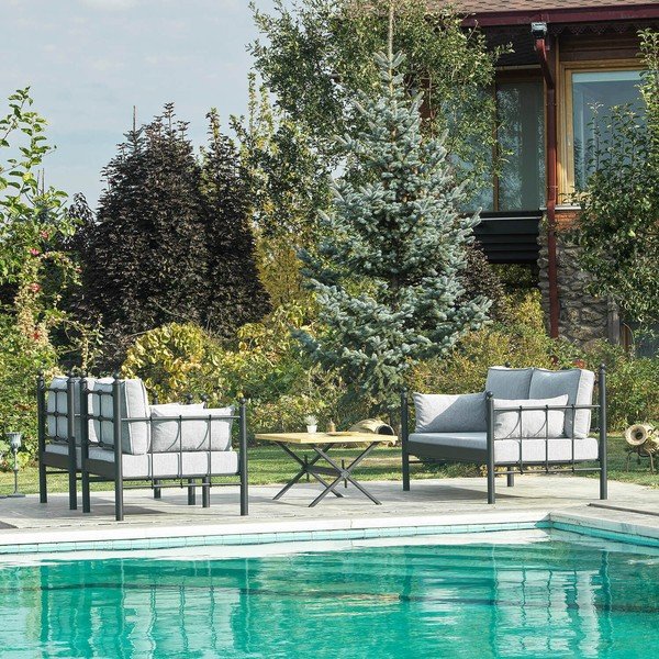 Crna/svijetlo siva vrtna garnitura za 4 osobe Lalas – Floriane Garden-image-4