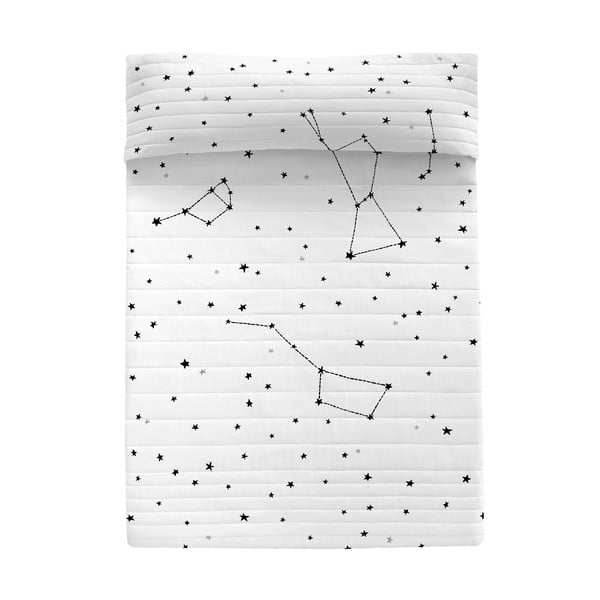 Crno-bijeli pamučni prošiveni prekrivač 240x260 cm Constellation – Blanc