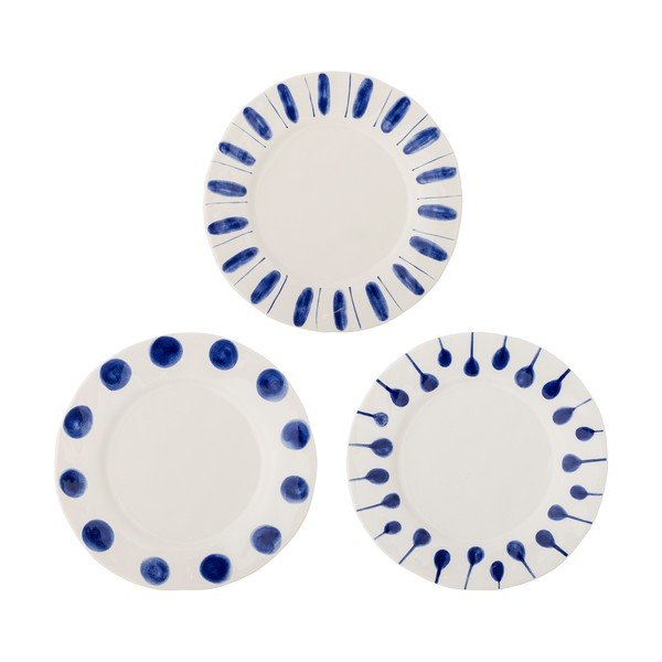 Bijeli/plavi tanjuri u setu 3 kom od kamenine ø 28 cm Linora – Bloomingville