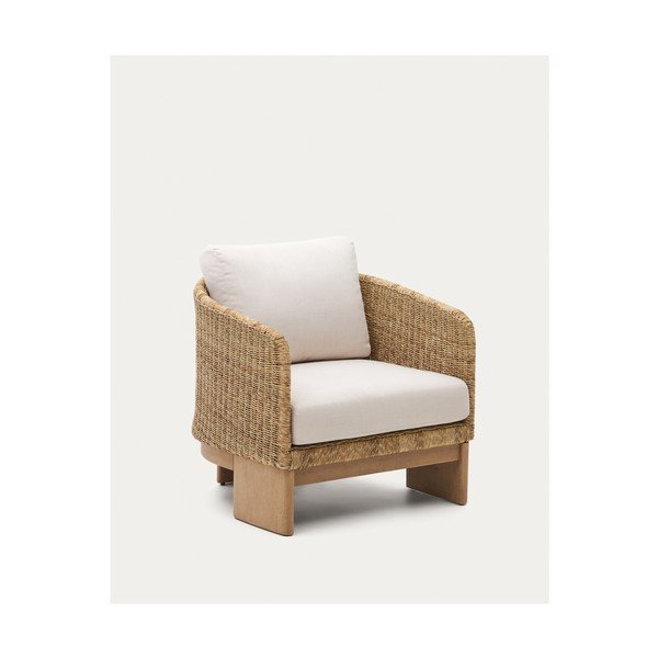 Bež/u prirodnoj boji vrtna fotelja od masivnog drveta/od umjetnog ratana Xoriguer – Kave Home-image-1