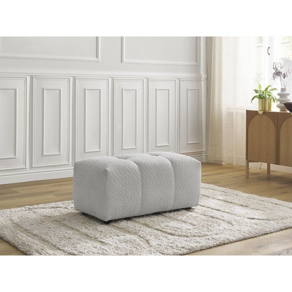 Svijetlo sivi tabure od bouclé tkanine Roxelane – Bobochic Paris-image-1