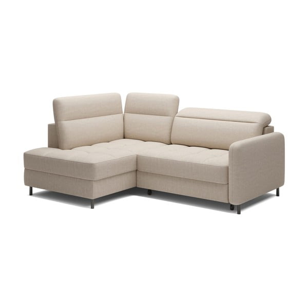 Bež baršunasti sklopiva/s prostorom za odlaganje kutna garnitura (s lijevim kutom/u obliku slova L) Barea – ELTAP-image-2