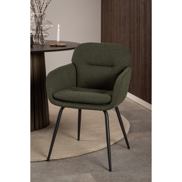 Kaki zelena podstavljena blagovaonska stolica s naslonima za ruke Dora – Actona-image-1