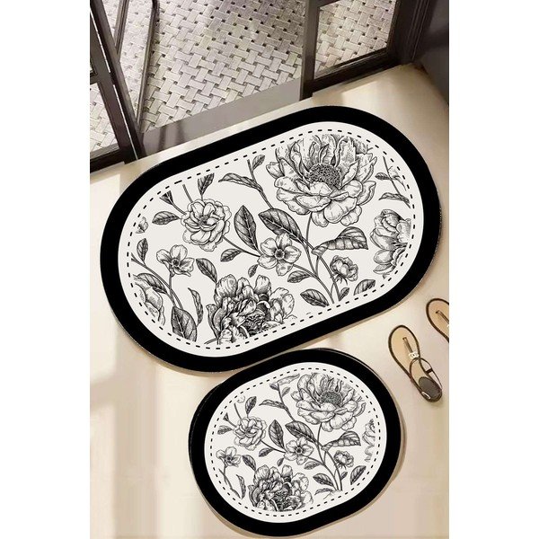 Crno-bijele kupaonske prostirke u setu 2 kom 60x100 cm Rasse – Foutastic-image-1