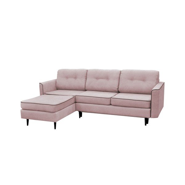 Ružičasti kauč na razvlačenje s crnim nogama Mazzini Sofas Dragonfly, lijevi kut-image-1