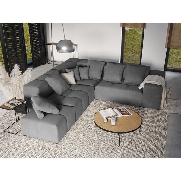 Sivi baršunasti jastuk za modularnu sofu Rome Velvet - Cosmopolitan Design-image-4