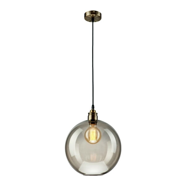 Staklena viseća svjetiljka u sivoj boji Lamkur Ball
