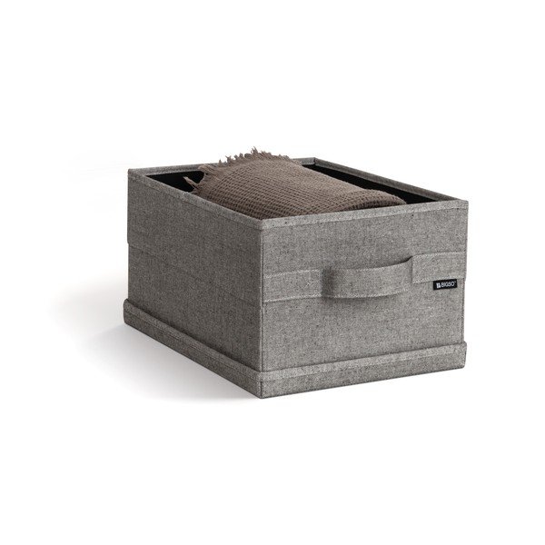 Siva tekstilna kutija za pohranu s poklopcem 27x36x19 cm Soft Storage Small – Bigso-image-1