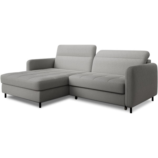 Siva sklopiva/s prostorom za odlaganje kutna garnitura od bouclé tkanine (s lijevim kutom/s ležaljkom) Gomsi – ELTAP-image-2